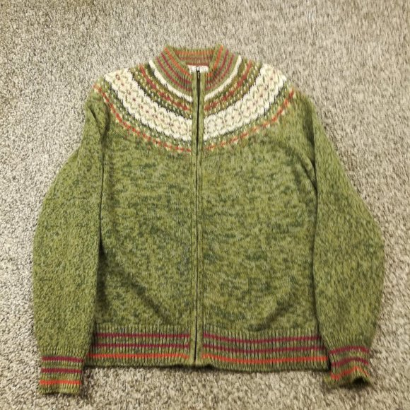 VTG 2001 Heirloom Collectibles Sweater Fair Isle Cardigan Full Zip Womens Medium - Picture 1 of 8